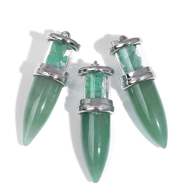 EcoWarra 1pc Bullet shape Stone Pendant for Men Reiki Women Making Necklace Accessory Natural Quartz Jades Pendant