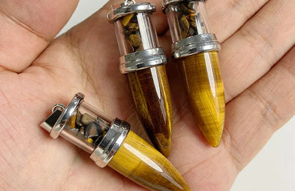 EcoWarra 1pc Bullet shape Stone Pendant for Men Reiki Women Making Necklace Accessory Natural Quartz Jades Pendant