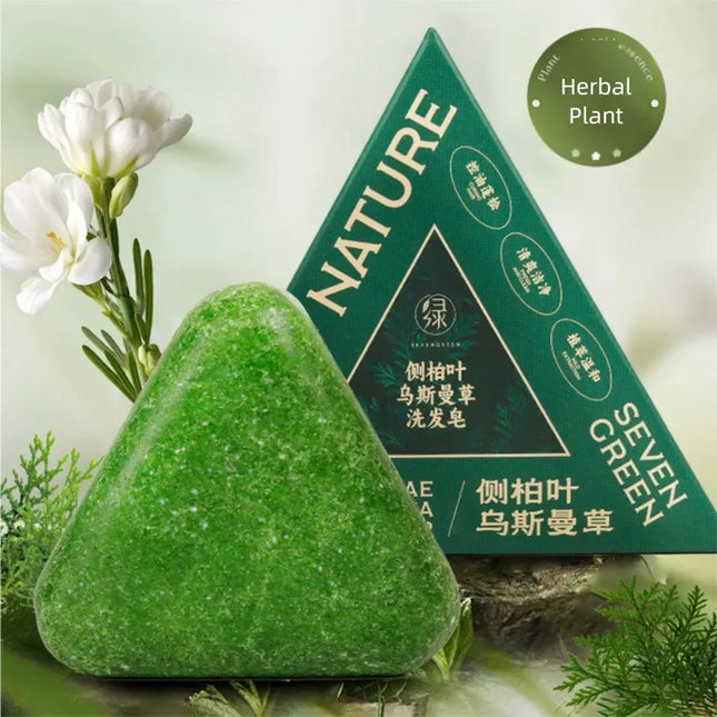 EcoWarra 1pcs Nature Seven Green Soaps Herbal Shampoo Bar – Traditional Anti-Dandruff & Gentle Scalp Care