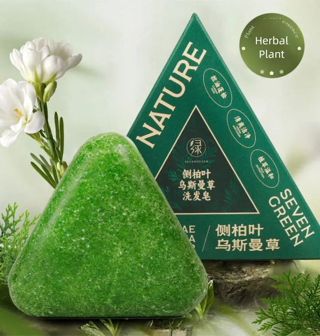 EcoWarra 1pcs Nature Seven Green Soaps Herbal Shampoo Bar – Traditional Anti-Dandruff & Gentle Scalp Care