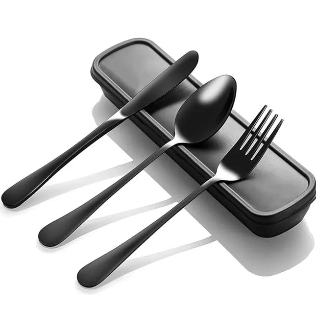 EcoWarra 1set Stainless Steel Travel Cutlery With Knives Fork Spoon Portable & Environmentally Friendly Kitchen Tableware Picnic Camping
