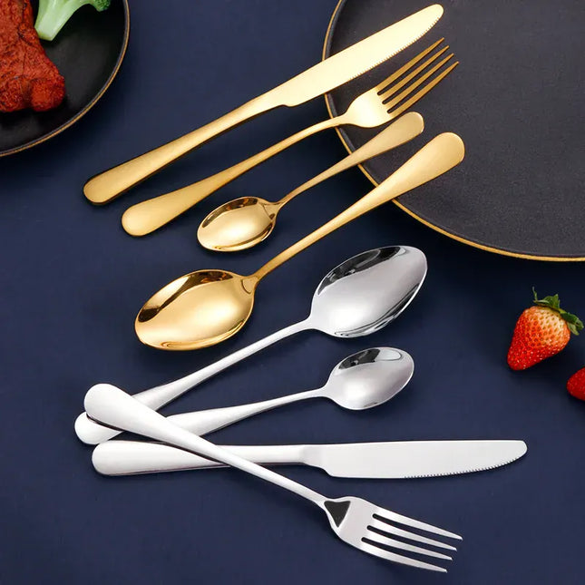 EcoWarra 1set Stainless Steel Travel Cutlery With Knives Fork Spoon Portable & Environmentally Friendly Kitchen Tableware Picnic Camping