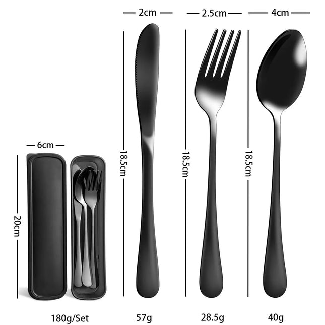 EcoWarra 1set Stainless Steel Travel Cutlery With Knives Fork Spoon Portable & Environmentally Friendly Kitchen Tableware Picnic Camping