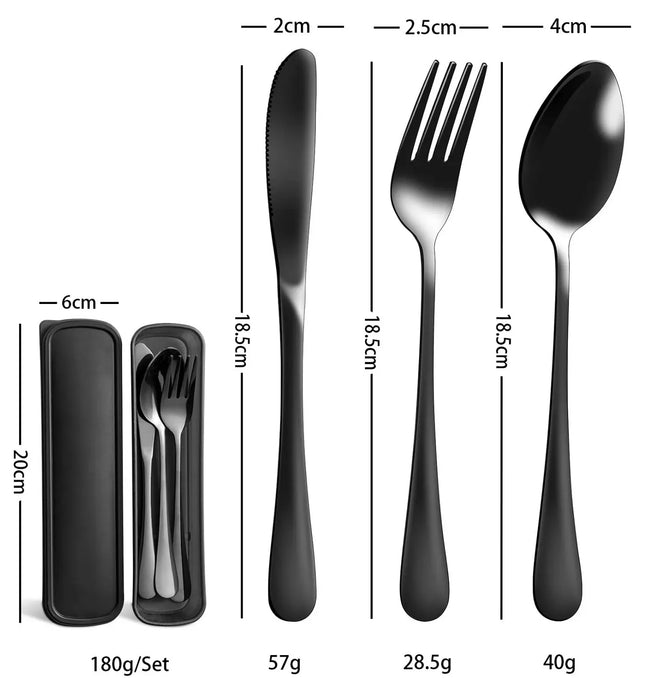 EcoWarra 1set Stainless Steel Travel Cutlery With Knives Fork Spoon Portable & Environmentally Friendly Kitchen Tableware Picnic Camping