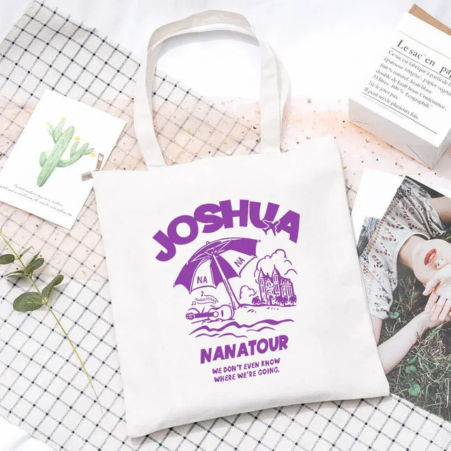 EcoWarra 2 Kpop Nanatour Shoulder Bag Summer Simple White Letter Print Canvas Bag S.Coups Jeonghan Y2k Women's Travel Handbag Eco