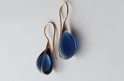 EcoWarra 2 Pcs Gold-color Earrings Luxury Style Inlaid Faux Cat's Eye Stones Colorful Fashion Earrings