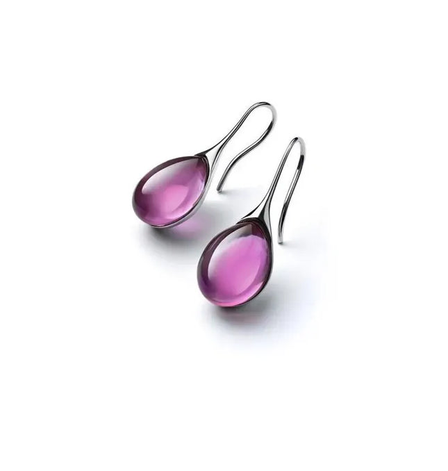 EcoWarra 2 Pcs Gold-color Earrings Luxury Style Inlaid Faux Cat's Eye Stones Colorful Fashion Earrings