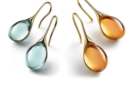 EcoWarra 2 Pcs Gold-color Earrings Luxury Style Inlaid Faux Cat's Eye Stones Colorful Fashion Earrings