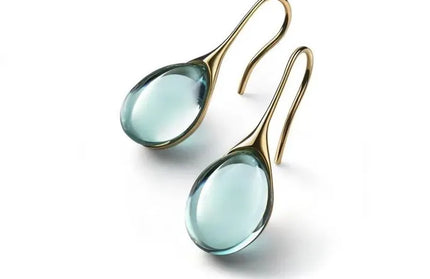 EcoWarra 2 Pcs Gold-color Earrings Luxury Style Inlaid Faux Cat's Eye Stones Colorful Fashion Earrings
