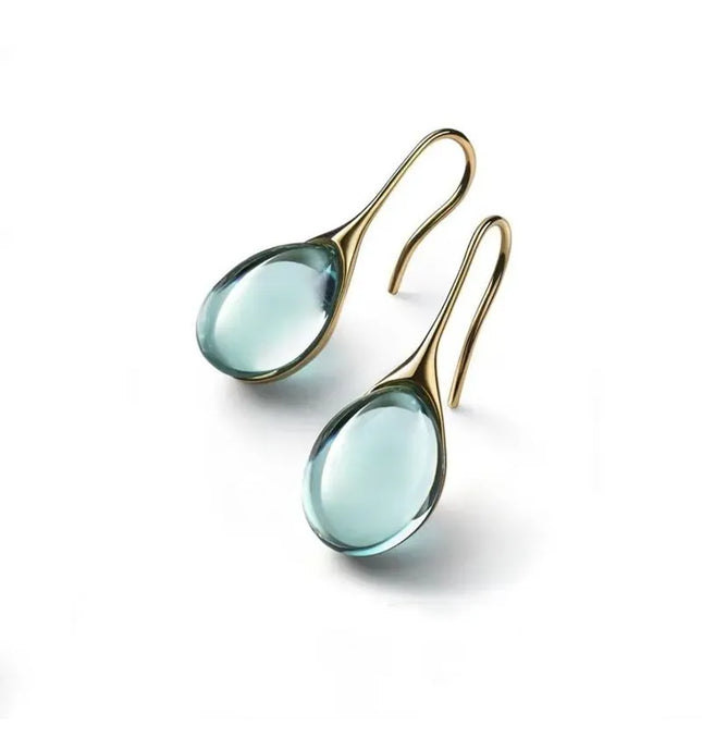 EcoWarra 2 Pcs Gold-color Earrings Luxury Style Inlaid Faux Cat's Eye Stones Colorful Fashion Earrings