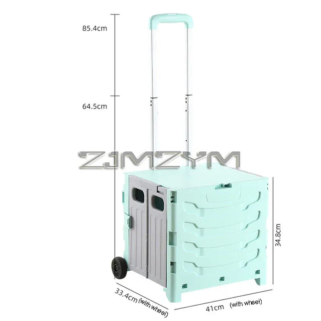 EcoWarra 2 wheel green 5S Quick Folding Shopping Trolley Large Capacity Hand-Pulled Cart Climb Stairs Vegetable Bung Lightweight Travel Picnic Handcart