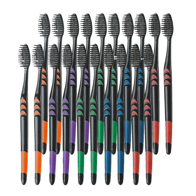 EcoWarra 20 10/20 Pcs Family pack toothbrush, Bamboo Charcoal Soft fur Toothbrush, Travel Carry，Color random