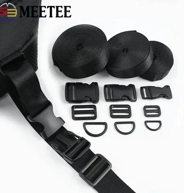 EcoWarra 20-38mm Bag Strap Repair Combination Plastic Buckles Black Nylon Webbing Release Buckle Slider Clip D Ring Hook for Dog Collar