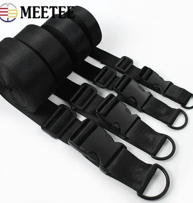 EcoWarra 20-38mm Bag Strap Repair Combination Plastic Buckles Black Nylon Webbing Release Buckle Slider Clip D Ring Hook for Dog Collar