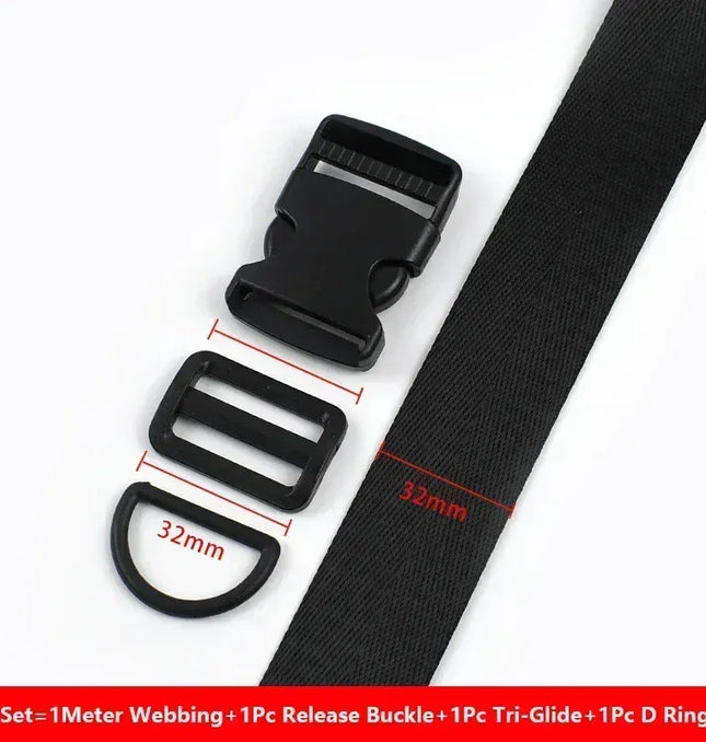 EcoWarra 20-38mm Bag Strap Repair Combination Plastic Buckles Black Nylon Webbing Release Buckle Slider Clip D Ring Hook for Dog Collar