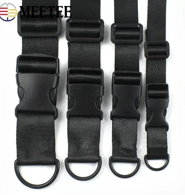 EcoWarra 20-38mm Bag Strap Repair Combination Plastic Buckles Black Nylon Webbing Release Buckle Slider Clip D Ring Hook for Dog Collar