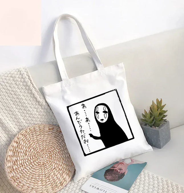 EcoWarra 21 / 35CMX45CM Funny Totoro Spirit Cartoon Ladies Handbag Fashion Canvas Shoulder Bag Eco Large Capacity Shopping Bag Leisure Travel Schoolbag