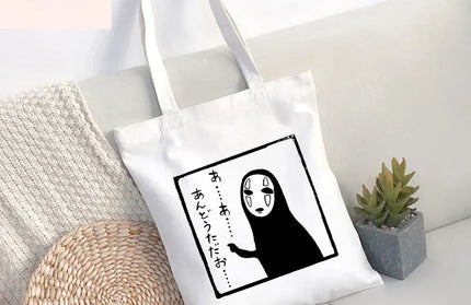 EcoWarra 26 / 35CMX45CM Funny Totoro Spirit Cartoon Ladies Handbag Fashion Canvas Shoulder Bag Eco Large Capacity Shopping Bag Leisure Travel Schoolbag