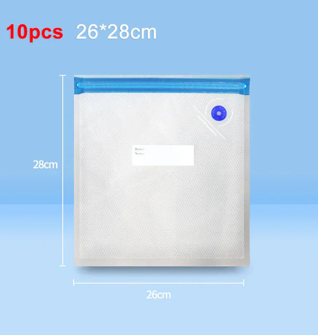 EcoWarra 26x28cm 10pcs Food Vacuum Bags Reusable Vacuum Bags Small Large Size Vacuum Sealed Food Bags Food Storage Bag 10Pcs Vacuum Packaging Bags