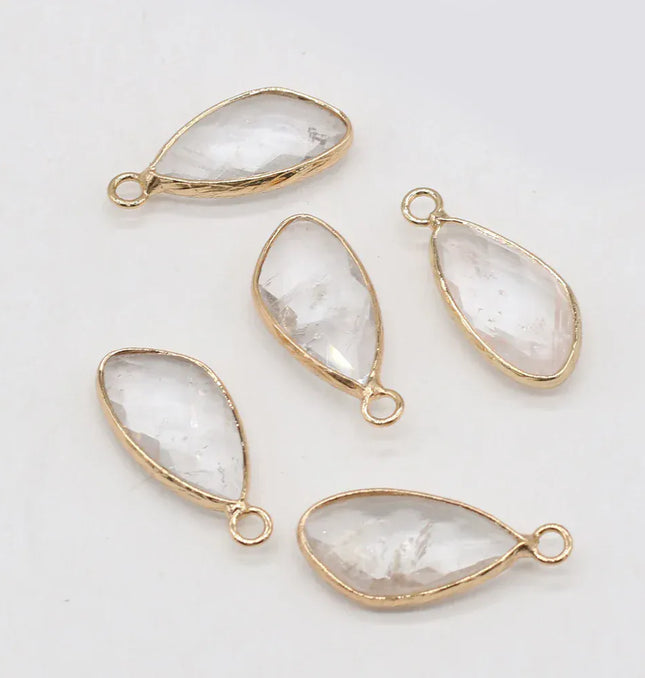 EcoWarra 2pc Natural Rose Clear Pink Quartz Labradorite Amethysts Stone Charm Pendant for Necklaces Earrings Jewelry Making Accessories