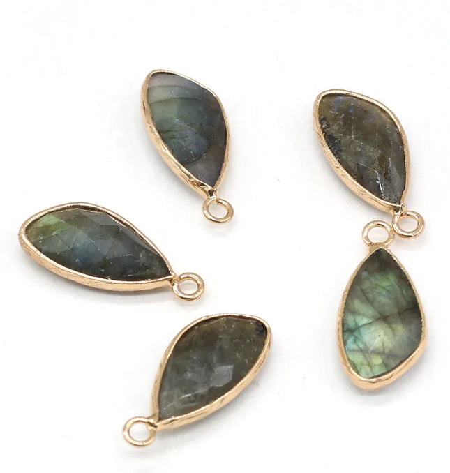 EcoWarra 2pc Natural Rose Clear Pink Quartz Labradorite Amethysts Stone Charm Pendant for Necklaces Earrings Jewelry Making Accessories