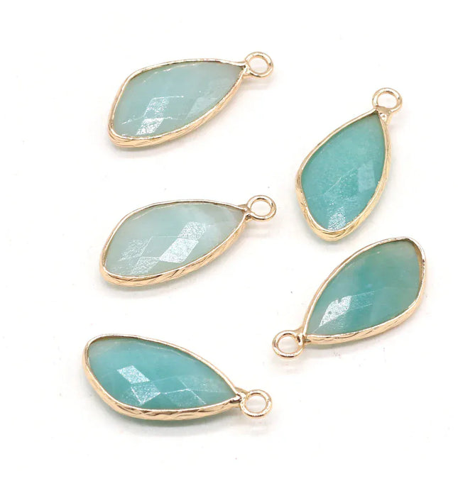 EcoWarra 2pc Natural Rose Clear Pink Quartz Labradorite Amethysts Stone Charm Pendant for Necklaces Earrings Jewelry Making Accessories