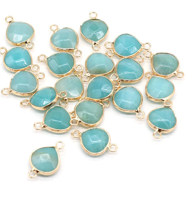 EcoWarra 2pcs Natural Stone Connectors Fat Water Drop Pendant Charms for DIY Women Men Necklace Bracelets Jewelry Making Accessories