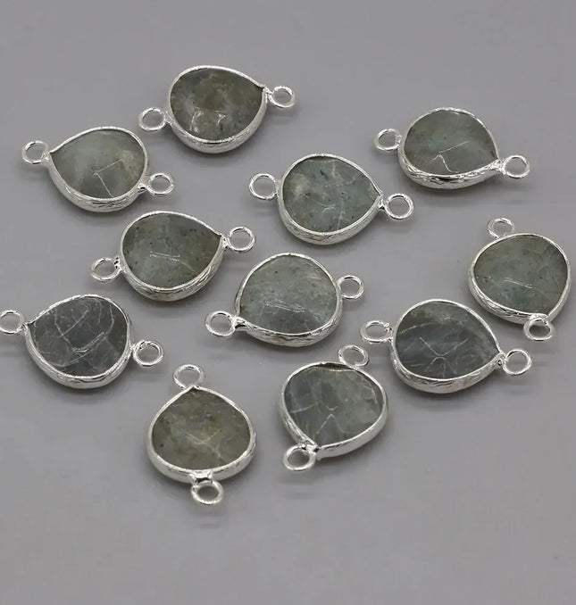 EcoWarra 2pcs Natural Stone Connectors Fat Water Drop Pendant Charms for DIY Women Men Necklace Bracelets Jewelry Making Accessories