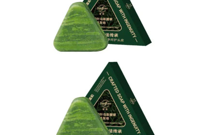 EcoWarra 2pcs shampoo soap Anti-Hair Loss Herbal Shampoo Bar – Platycladus & Usnea for Oil Control, Dandruff Relief & Stronger Hair