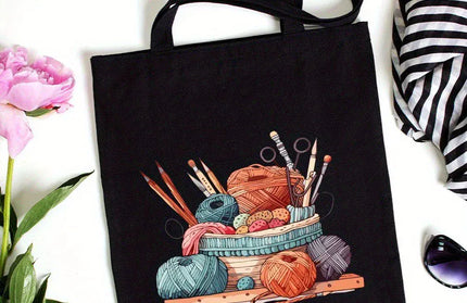 EcoWarra 3 Classic Wool Ball Knitted Handbagfor Women Canvas Tote Bag Eco Shoulder Bag Large-capacity Durable Yoga Bag Travel Commute Use