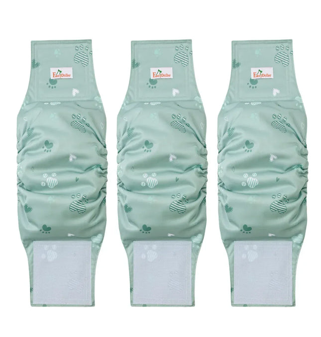 EcoWarra 3 Pack Washable Reusable Male Dog Diaper Pet Dog Sanitary Pants Nappy Belly Band Wrap Leak Proof Dogs Pee Pant Diapers For Puppy