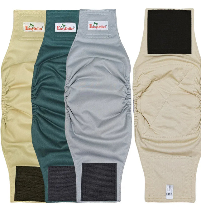 EcoWarra 3 Pack Washable Reusable Male Dog Diaper Pet Dog Sanitary Pants Nappy Belly Band Wrap Leak Proof Dogs Pee Pant Diapers For Puppy