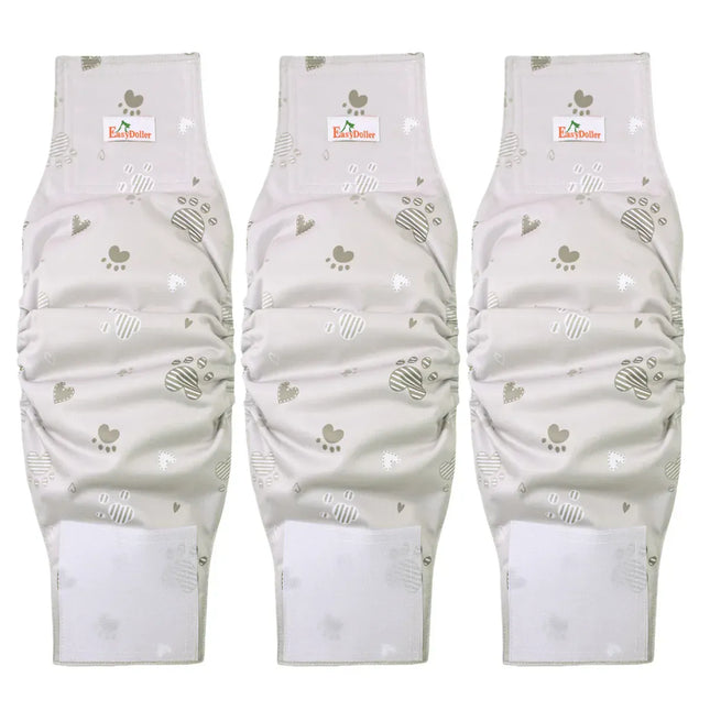 EcoWarra 3 Pcs Washable Male Dog Diaper Cute Paw Pattern Pet Physiological Pants Reusable Nappy Belly Band Wrap Diapers for Training