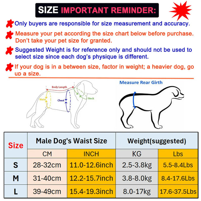 EcoWarra 3 Pcs Washable Male Dog Diaper Cute Paw Pattern Pet Physiological Pants Reusable Nappy Belly Band Wrap Diapers for Training