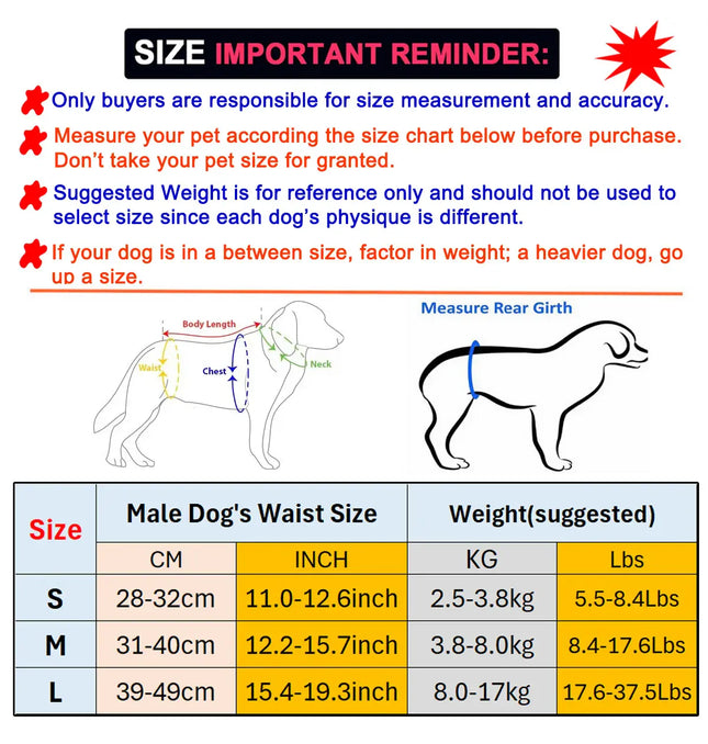 EcoWarra 3 Pcs Washable Male Dog Diaper Cute Paw Pattern Pet Physiological Pants Reusable Nappy Belly Band Wrap Diapers for Training