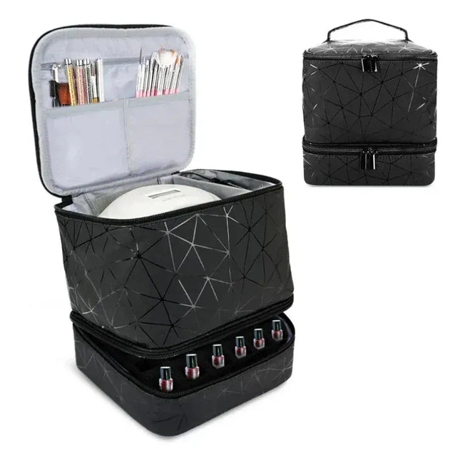 EcoWarra 30 Bottles Nail Polish Storage Bag 2024 Portable Cosmetic Large Handbag Organizer Handle for Travel 2 Layer Essential Oil Bag