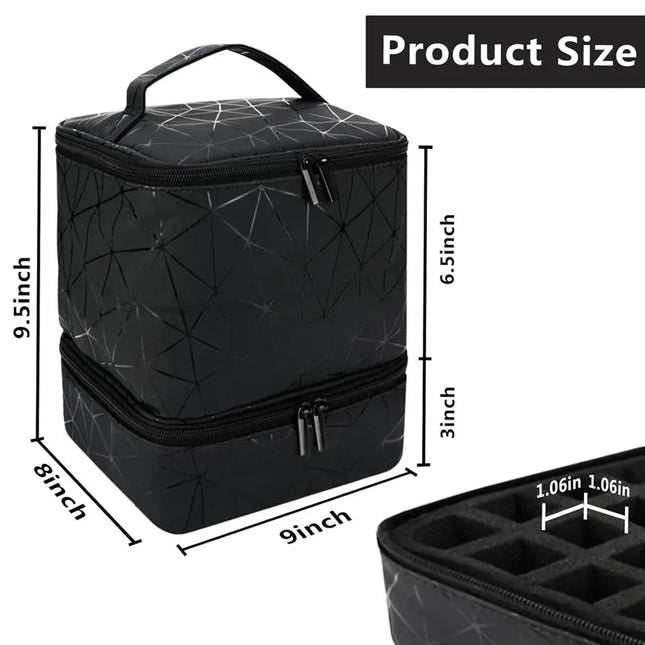 EcoWarra 30 Bottles Nail Polish Storage Bag 2024 Portable Cosmetic Large Handbag Organizer Handle for Travel 2 Layer Essential Oil Bag