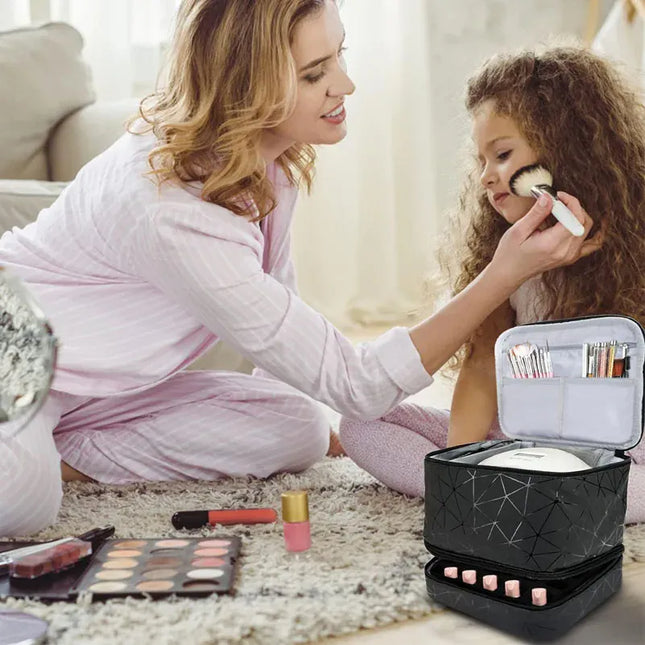 EcoWarra 30 Bottles Nail Polish Storage Bag 2024 Portable Cosmetic Large Handbag Organizer Handle for Travel 2 Layer Essential Oil Bag