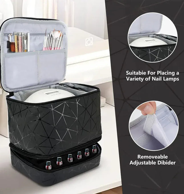 EcoWarra 30 Bottles Nail Polish Storage Bag 2024 Portable Cosmetic Large Handbag Organizer Handle for Travel 2 Layer Essential Oil Bag