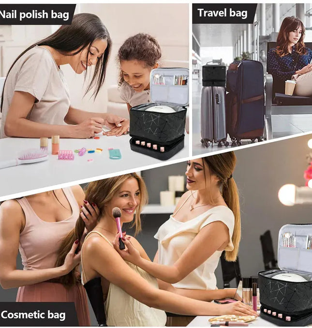 EcoWarra 30 Bottles Nail Polish Storage Bag 2024 Portable Cosmetic Large Handbag Organizer Handle for Travel 2 Layer Essential Oil Bag