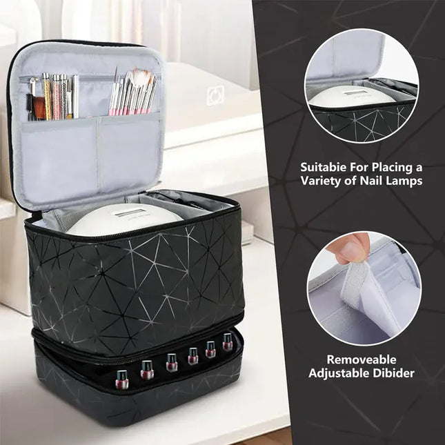 EcoWarra 30 Bottles Nail Polish Storage Bag 2024 Portable Cosmetic Large Handbag Organizer Handle for Travel 2 Layer Essential Oil Bag