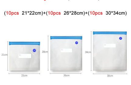 EcoWarra 30Pcs(3 Size) Food Vacuum Bags Reusable Vacuum Bags Small Large Size Vacuum Sealed Food Bags Food Storage Bag 10Pcs Vacuum Packaging Bags