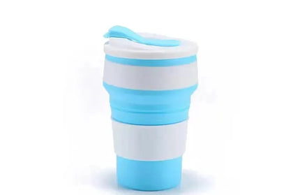 EcoWarra 350ml Blue 12 Oz Reusable Silicone Collapsible Cups with Lid for Camping 350ml 500ml Portable Folding Coffee Cups for Travel