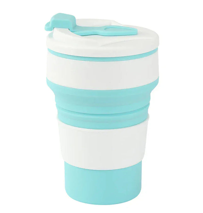 EcoWarra 350ML Food-Grade Silicone Folding Cup, With Lid, Reusable Portable Coffee Cup, Hot Drink ,Suitable For Travel And Camping