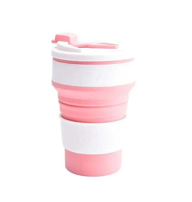 EcoWarra 350ML Food-Grade Silicone Folding Cup, With Lid, Reusable Portable Coffee Cup, Hot Drink ,Suitable For Travel And Camping