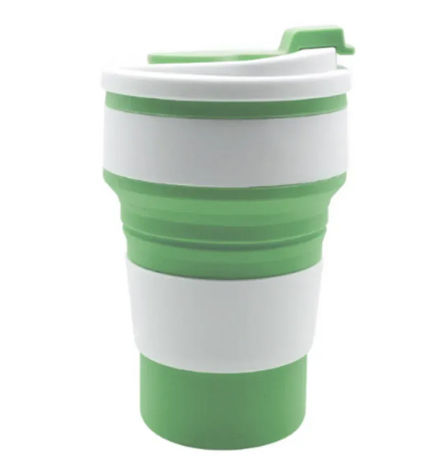 EcoWarra 350ML Food-Grade Silicone Folding Cup, With Lid, Reusable Portable Coffee Cup, Hot Drink ,Suitable For Travel And Camping