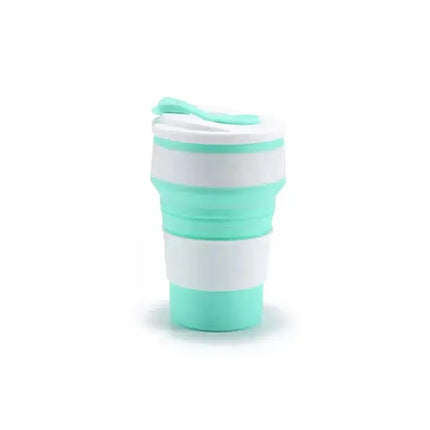 EcoWarra 350ml Green 12 Oz Reusable Silicone Collapsible Cups with Lid for Camping 350ml 500ml Portable Folding Coffee Cups for Travel