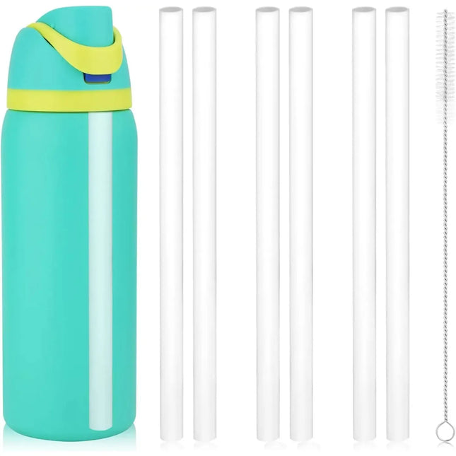 EcoWarra 4/6/12PCS Replacement Straws for Owala Water Bottle 24 oz 32 oz, Reusable Plastic Straws with Cleaning Brush