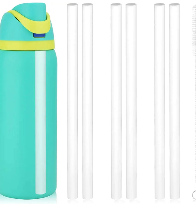 EcoWarra 4/6/12PCS Replacement Straws for Owala Water Bottle 24 oz 32 oz, Reusable Plastic Straws with Cleaning Brush