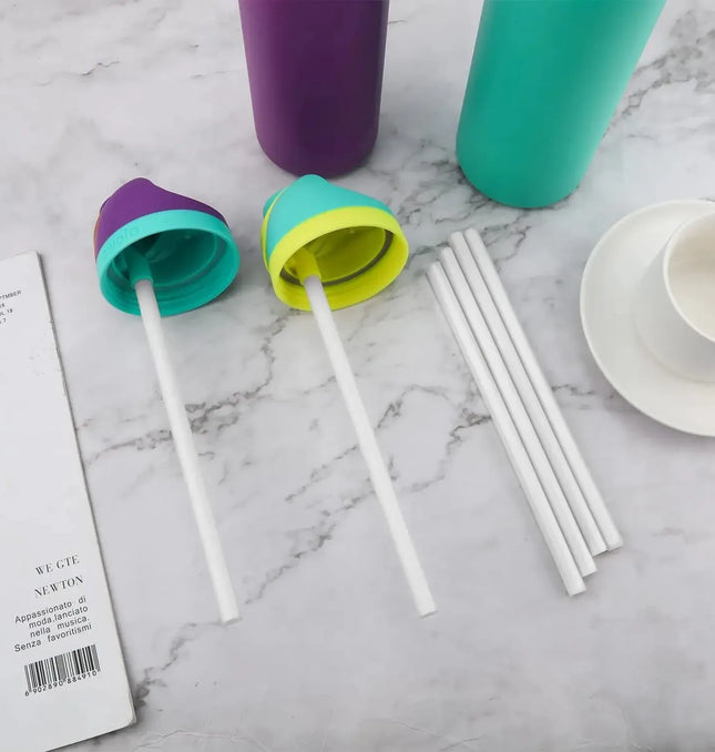 EcoWarra 4/6/12PCS Replacement Straws for Owala Water Bottle 24 oz 32 oz, Reusable Plastic Straws with Cleaning Brush